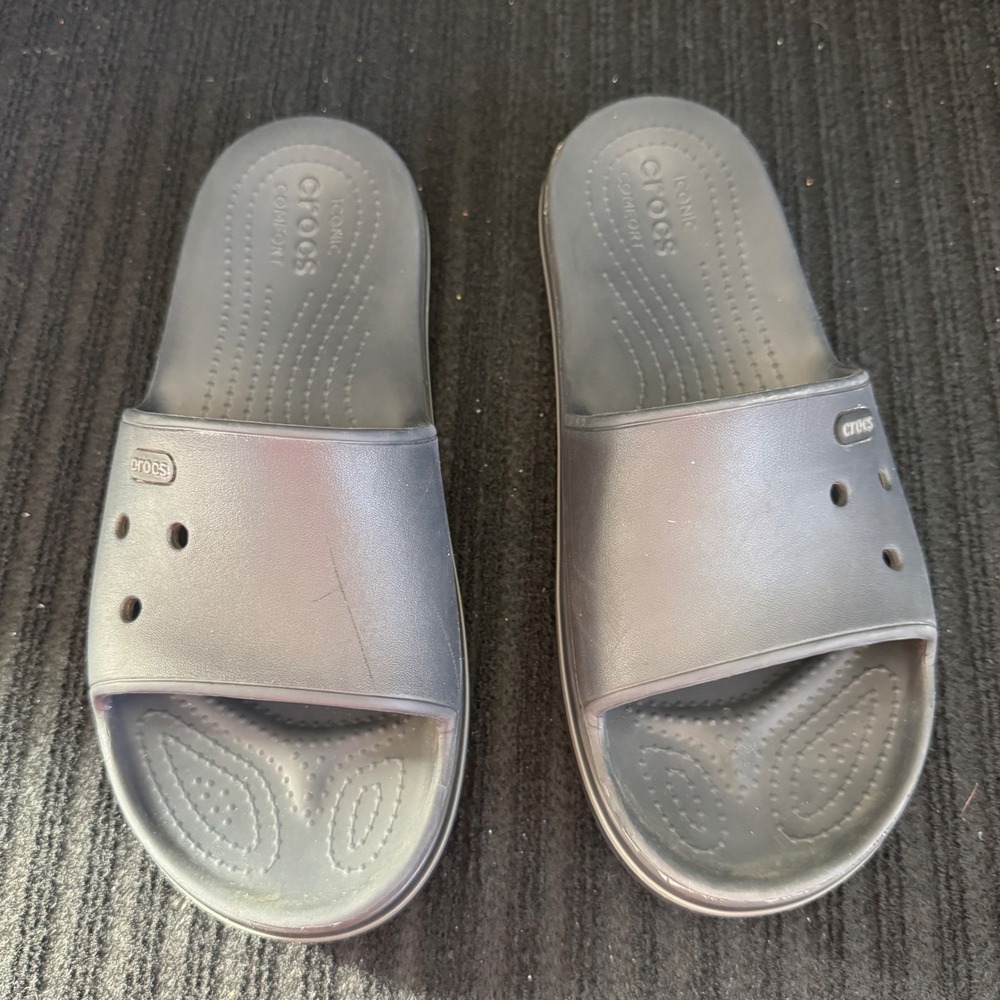 Crocs Crocband Slide Sandals Black Mens 7 Womens 9 Slip On Shoes - Picture 2 of 8